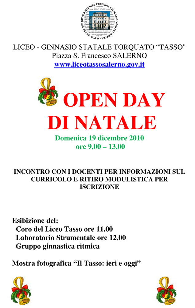 OPENDAY DI NATALE - Domenica 19 Dicembre 2010