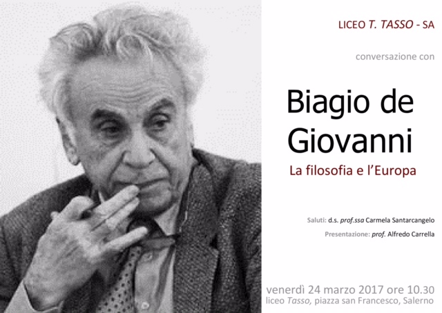 Biagio de Giovanni, la filosofia e l'Europa: 24 marzo ore 10:30