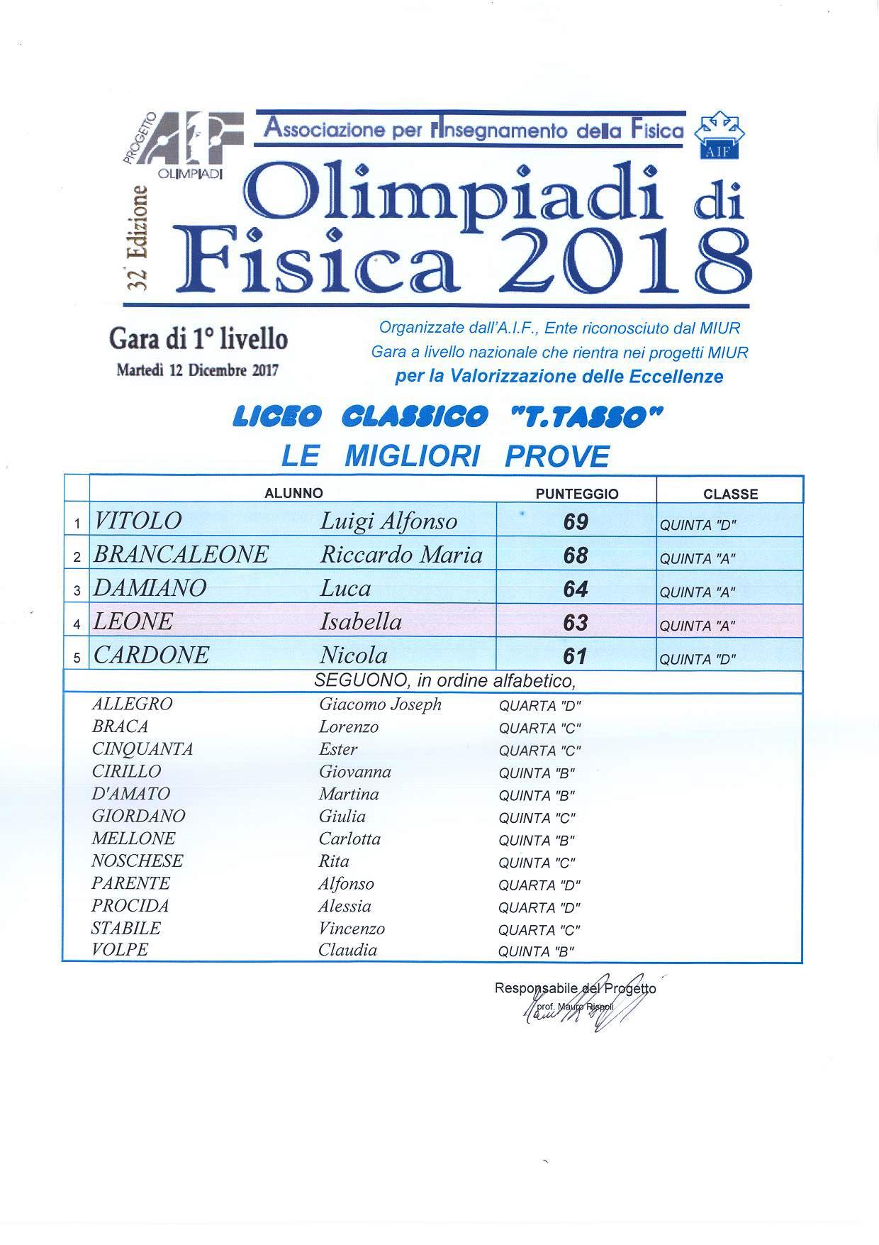 Olimpiadi di Fisica 2018