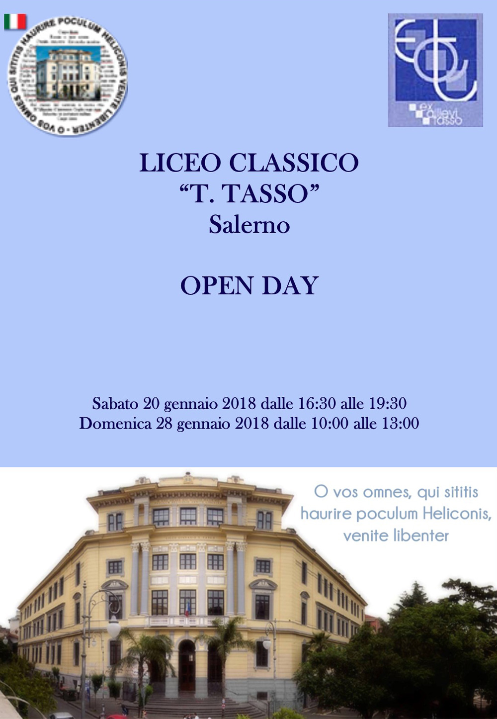 Open Day - Sabato 20 e Domenica 28 gennaio 2018